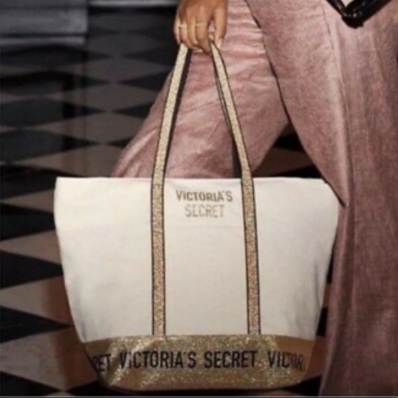 Victoria’s Secret Cream & Gold Tote NWT - Picture 3 of 15